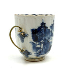 SOLD C. Late 18th Century Chinese Export Blue and White Teacup with Make Do Wire Repair Handle