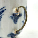SOLD C. Late 18th Century Chinese Export Blue and White Teacup with Make Do Wire Repair Handle