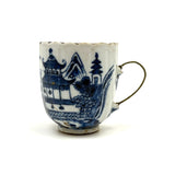 SOLD C. Late 18th Century Chinese Export Blue and White Teacup with Make Do Wire Repair Handle