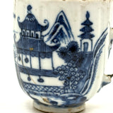 SOLD C. Late 18th Century Chinese Export Blue and White Teacup with Make Do Wire Repair Handle