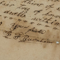 R.F Burham's 1831 Poem to Miss A. Esty with Circular Writing Expression of Love!