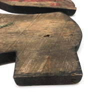 Pair of Old Folk Art Crate Wood Shoes, Presumed Trade Signs