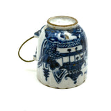 SOLD C. Late 18th Century Chinese Export Blue and White Teacup with Make Do Wire Repair Handle