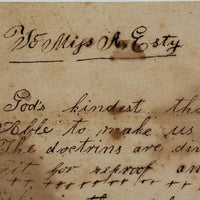 R.F Burham's 1831 Poem to Miss A. Esty with Circular Writing Expression of Love!