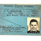 J.V. Hakkaraine, 1940s Western Electric Co. Photo ID Card