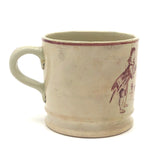 C. 1830s-40s Staffordshire Alphabet Child's Mug, Flower Seller (Hairline Crack Repair)