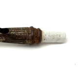 Sweet Early Tin Toy Rattle and Whistle Combo with Porcelain Tip
