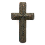 Thick Antique Chip Carved, Gold Painted Tramp Art Cross