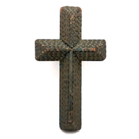 Thick Antique Chip Carved, Gold Painted Tramp Art Cross
