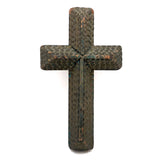 Thick Antique Chip Carved, Gold Painted Tramp Art Cross