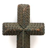 Thick Antique Chip Carved, Gold Painted Tramp Art Cross