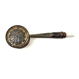 Sweet Early Tin Toy Rattle and Whistle Combo with Porcelain Tip