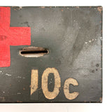 Red Cross, 10 Cents, Metal Lock Box Turned Donation Collection Bank, WW2 Era