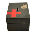 Red Cross, 10 Cents, Metal Lock Box Turned Donation Collection Bank, WW2 Era
