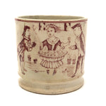 C. 1830s-40s Staffordshire Alphabet Child's Mug, Flower Seller (Hairline Crack Repair)