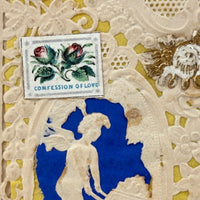 Small c. 1840s Paper Lace Valentine with (Much Faded) Handwritten Message and Original Envelop