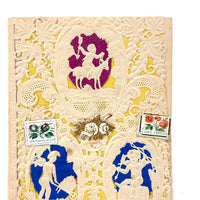 Small c. 1840s Paper Lace Valentine with (Much Faded) Handwritten Message and Original Envelop