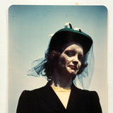 Woman in Mourning Against Blue Sky, Stunning 1940-early 50s Kodak Minicolor Print