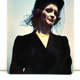 Woman in Mourning Against Blue Sky, Stunning 1940-early 50s Kodak Minicolor Print