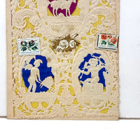 Small c. 1840s Paper Lace Valentine with (Much Faded) Handwritten Message and Original Envelop