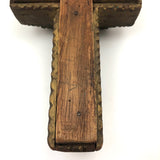 Thick Antique Chip Carved, Gold Painted Tramp Art Cross
