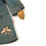 Tiny Hand-painted Asian Doll with Embroidered Butterflies and Wonderful Hands