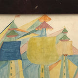 Fantastically Colorful 19th C. American Tall Ship Watercolor in Period Frame