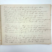 1857 Penmanship Practice Notebook with Unusual Sentences and Poignant Misspellings