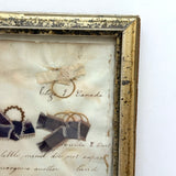 Sally Dart's Hair Locks Collection with Hand-written Verse, c. 1840s, in Period Gold Gessoed Framr (Copy)