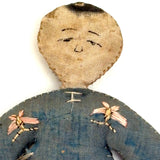 Tiny Hand-painted Asian Doll with Embroidered Butterflies and Wonderful Hands