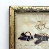 Sally Dart's Hair Locks Collection with Hand-written Verse, c. 1840s, in Period Gold Gessoed Framr (Copy)