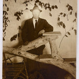 Installation, Illumination: Portrait of a Man in Constructed Environment with Incredibly Lit Face, Early 1900s RPPC