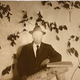 Installation, Illumination: Portrait of a Man in Constructed Environment with Incredibly Lit Face, Early 1900s RPPC