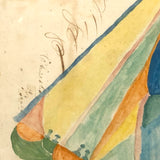 Fantastically Colorful 19th C. American Tall Ship Watercolor in Period Frame