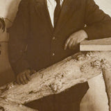 Installation, Illumination: Portrait of a Man in Constructed Environment with Incredibly Lit Face, Early 1900s RPPC
