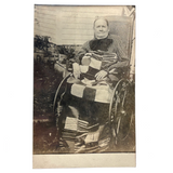 Wicker Wheelchair, Big Bow, Folky Afgan, In the Garden, Wonderful Antique RPPC Portrait