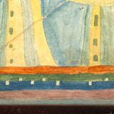 Fantastically Colorful 19th C. American Tall Ship Watercolor in Period Frame