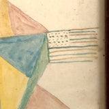 Fantastically Colorful 19th C. American Tall Ship Watercolor in Period Frame