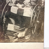Wicker Wheelchair, Big Bow, Folky Afgan, In the Garden, Wonderful Antique RPPC Portrait