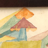 Fantastically Colorful 19th C. American Tall Ship Watercolor in Period Frame