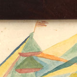 Fantastically Colorful 19th C. American Tall Ship Watercolor in Period Frame