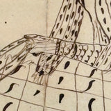 Very Exuberant Markmaking! Mid 19th Century Penwork Woman in Hat on Horse in Period Frame