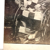 Wicker Wheelchair, Big Bow, Folky Afgan, In the Garden, Wonderful Antique RPPC Portrait