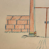 Gate with Tree Like Pediment, Ornament on Reverse, Henry Hinkel Crayon Drawing, 1913, Lancaster, NY