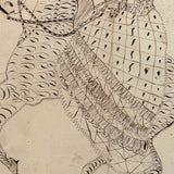 Very Exuberant Markmaking! Mid 19th Century Penwork Woman in Hat on Horse in Period Frame