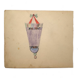 Gate with Tree Like Pediment, Ornament on Reverse, Henry Hinkel Crayon Drawing, 1913, Lancaster, NY