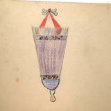 Gate with Tree Like Pediment, Ornament on Reverse, Henry Hinkel Crayon Drawing, 1913, Lancaster, NY