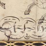 Very Exuberant Markmaking! Mid 19th Century Penwork Woman in Hat on Horse in Period Frame