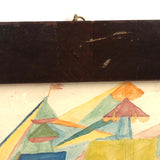 Fantastically Colorful 19th C. American Tall Ship Watercolor in Period Frame