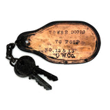 Tower Doors to Roof, Mysterious Old Handmade Copper Key Fob with Blackened Yale Keys